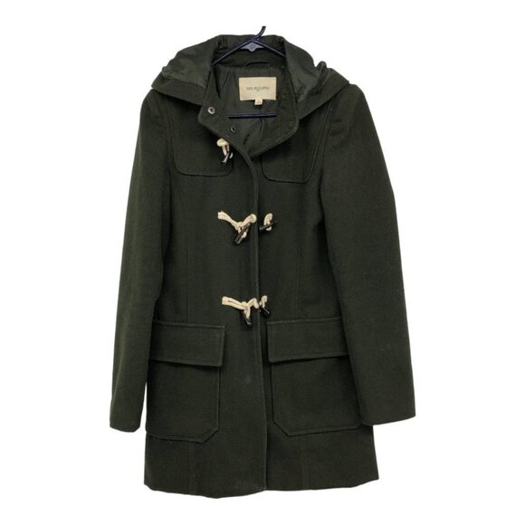 Thread  & Supply Hunter Green Hooded Wool Blend Duffle Coat size S - Picture 2 of 14
